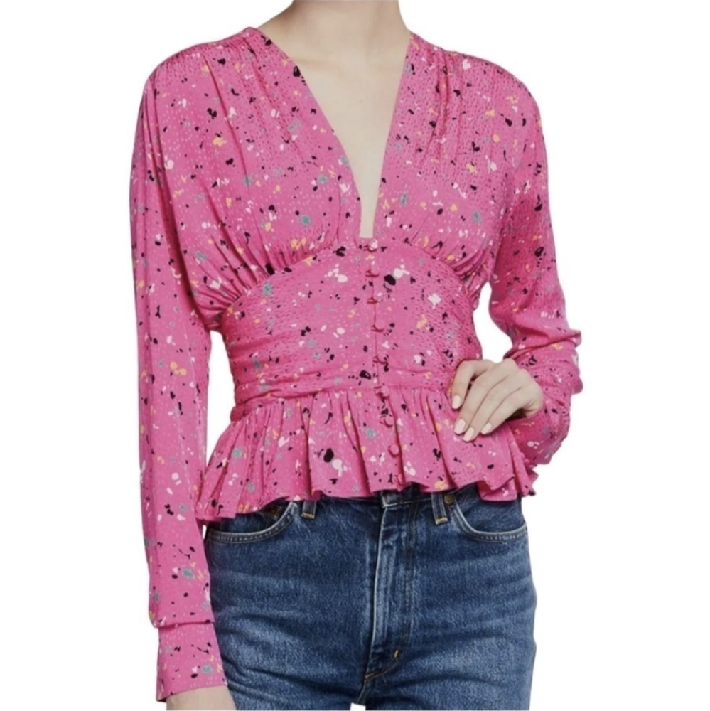 Rotate Birger Christensen Tracy Printed Blouse in Pink 8